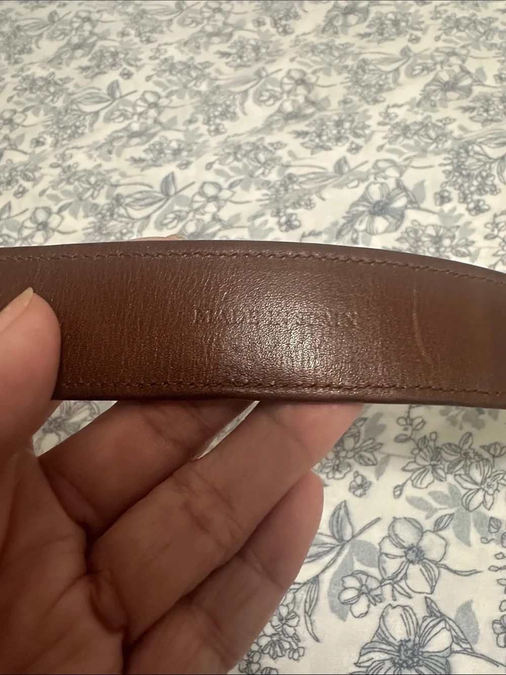 Mezlan 🐊 Brown Embossed Leather Dress Belt with Silver Buckle